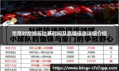 里昂对摩纳哥比赛时间及直播信息详细介绍